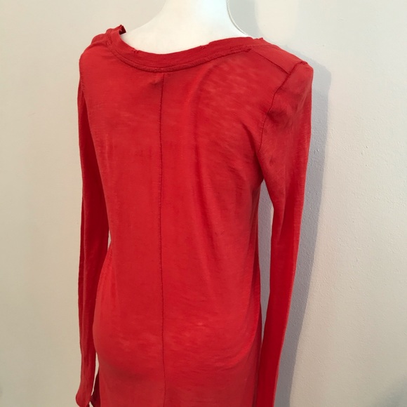 Free People We the Free Destructed Long Sleeve V-Neck Top Small - Picture 6 of 15